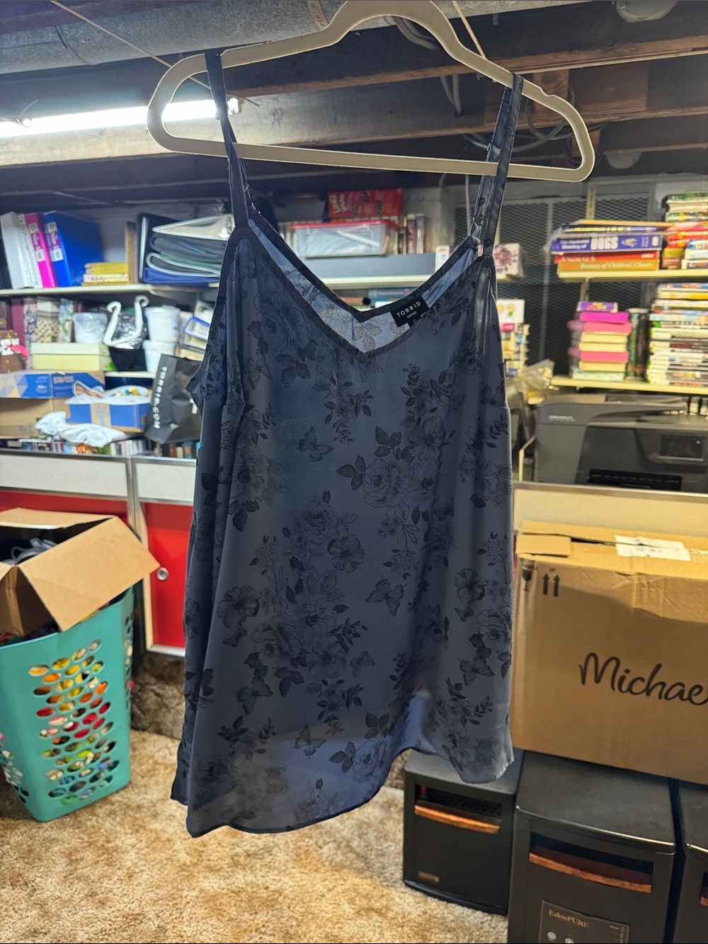 torrid Navy Floral Burnout Satin Slip Cami